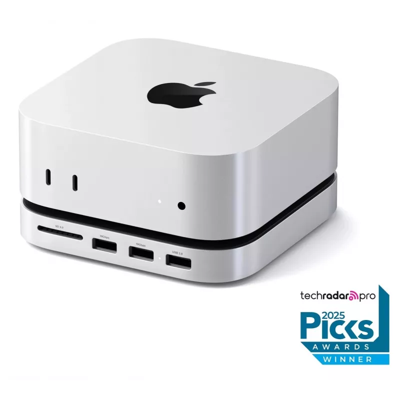 Satechi laptop dock/port replicator ST-GNMMES — przewodowy hub USB 3.2 Gen 2 Type-C, USB-A i SD, srebrny