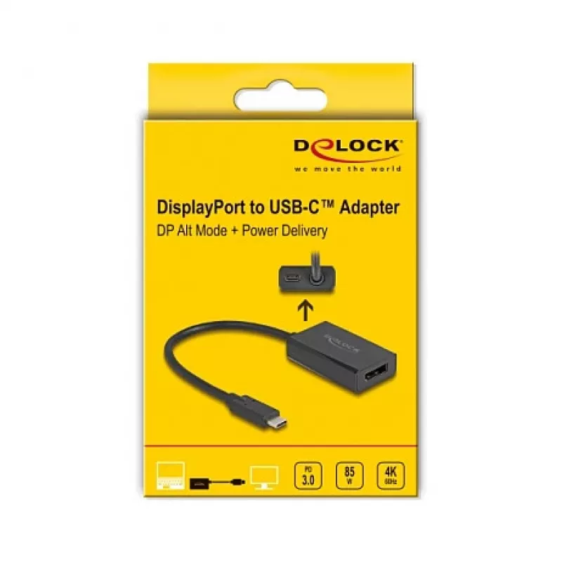 Adapter DisplayPort female to USB Type-C male DeLOCK 4K PD 85W