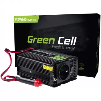 Przetwornica napięcia zielony Cell INV06 12 V na 230 V 150 W 50 Hz wtyk typu C, sprawność 85%, czarna