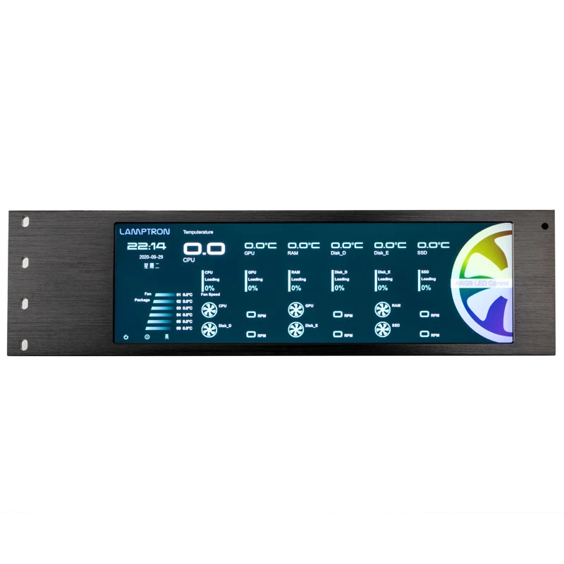 Lamptron CU135 Kontroler wentylatorów + kontroler RGB z wyświetlaczem, ARGB - czarny
