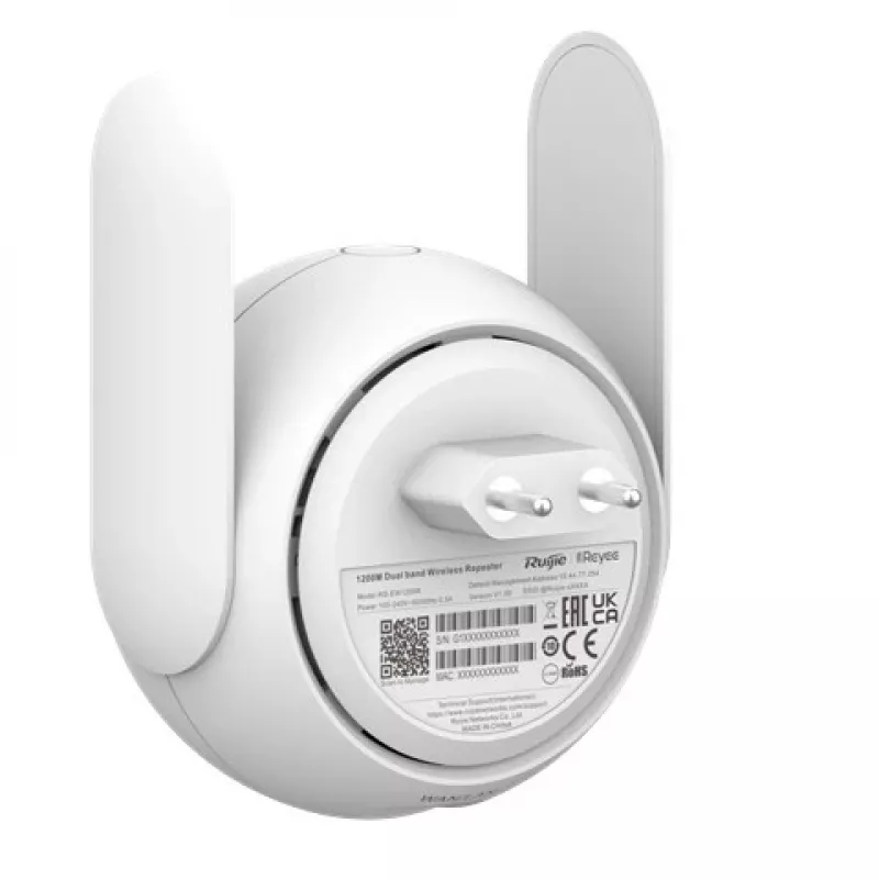 System Mesh Wi‑Fi RUIJIE RG‑EW1200R Dwuzakresowe Wi‑Fi 5, 2× anteny zewnętrzne, obsługa 24 urządzeń, 1× port LAN, biały