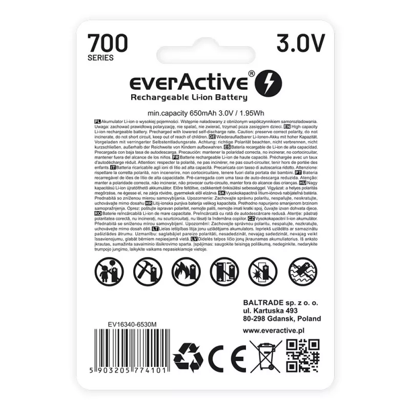 Akumulator everActive EV16340 700mAh 3V z ładowaniem Micro USB