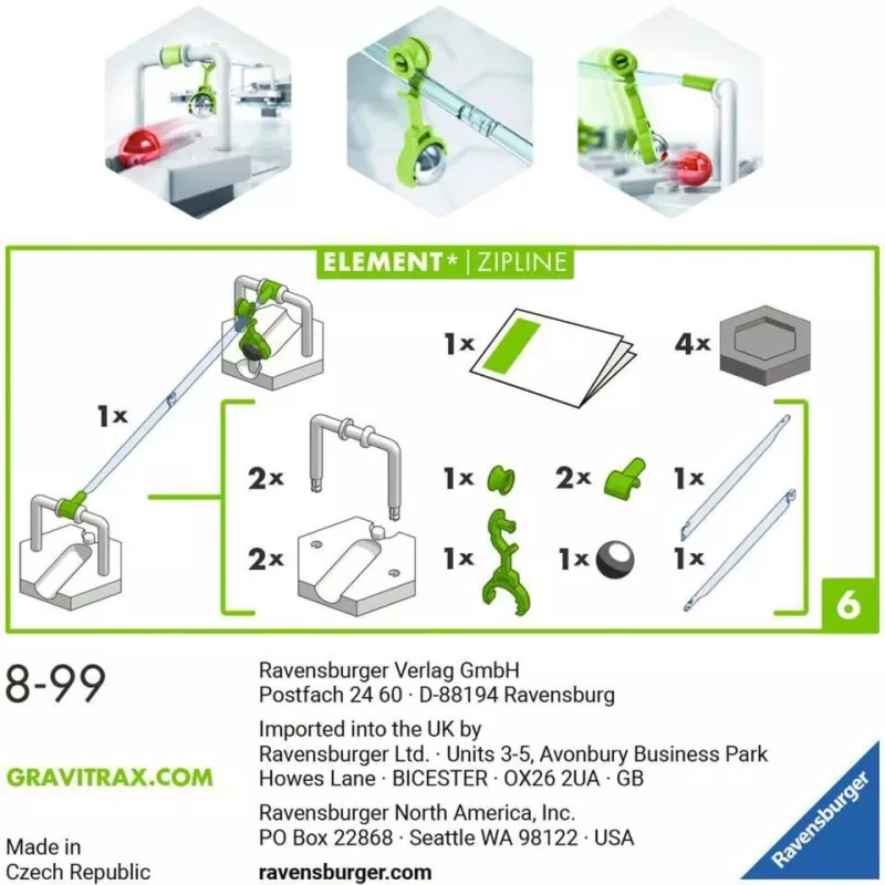 Ravensburger GraviTrax Element Zipline – akcesorium do zabawek rozwijających umiejętności (27472)