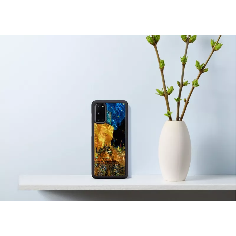 Etui ochronne iKins do Samsung Galaxy S20 — czarne z motywem Cafe Terrace