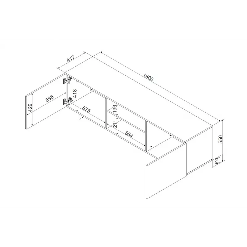 Cama 2D1P szafka RTV ALMA 180x41.5xH55 kaszmir