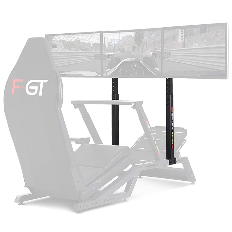 Kokpit symulatora wyścigowego Next Level Racing F-GT NLR-A006 — regulowana wysokość siedzenia i kierownicy, obsługa 3 wyświetlaczy, maks. waga użytkownika 60 kg, czarny
