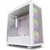 Obudowa PC NZXT H7 Flow RGB Midi Tower Biała — Szkło hartowane, EATX, Przód 3×120mm, USB-C