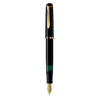 Pelikan M200, Czarny, Złoty, Zintegrowany system napełniania, Żywica, Złoty, Stalówka Italic, Złoty, Stal nierdzewna