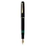 Pelikan M200, Czarny, Złoty, Zintegrowany system napełniania, Żywica, Złoty, Stalówka Italic, Złoty, Stal nierdzewna