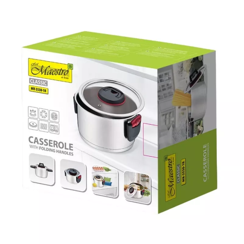 Garnek Maestro MR-3530-18 ze składanymi uchwytami 2,3 l