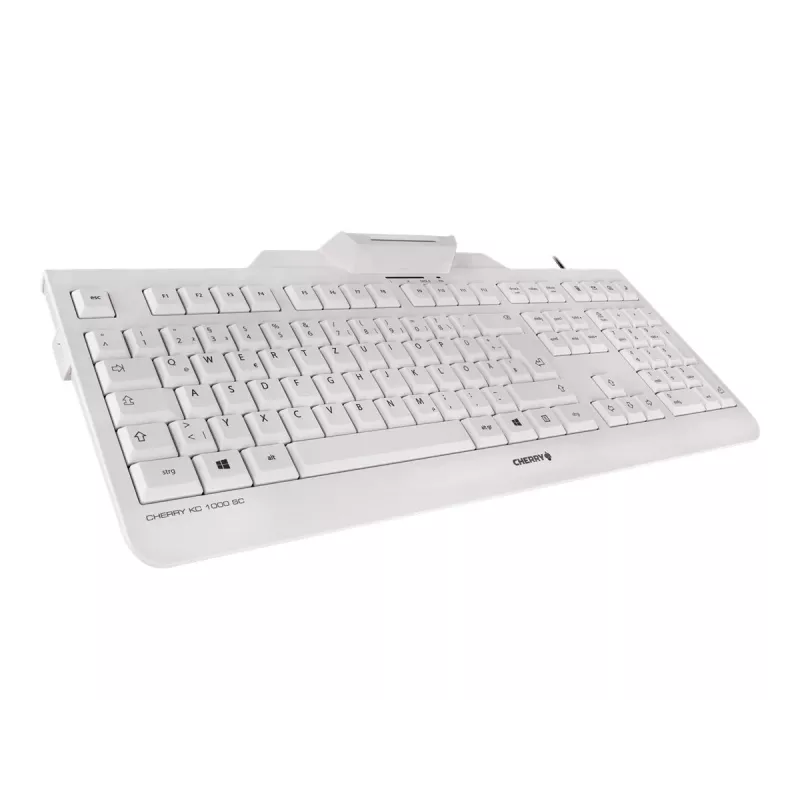 Klawiatura CHERRY KC 1000 SC przewodowa klawiatura z czytnikiem kart inteligentnych jasnoszara USB QWERTY UK