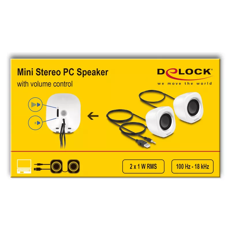 Głośniki DELOCK Mini Stereo 27008, 2 W