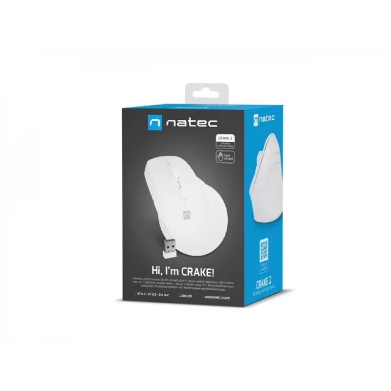 Mysz NATEC Crake 2, uniwersalna, praworęczna, bezprzewodowa RF + Bluetooth, optyczna 2400 DPI