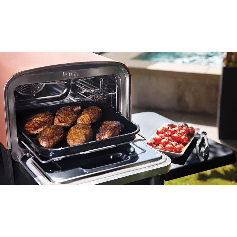 Ninja OO101EU grill ogrodowy/barbecue elektryczny + węglowy czarny, czerwony, srebrny 2400 W