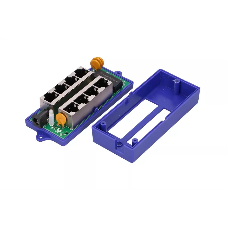 PoE Injector Extralink Gigabit 4-Port, 4x 1000Mb/s RJ45, 48V, niebieski/czarny