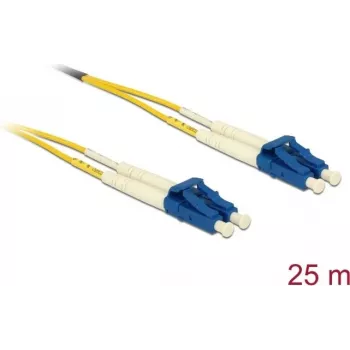 Kabel światłowodowy DELOCK 80158 OS2 25 m, 2x LC na 2x LC, 9 µm, pełny dupleks, żółty/niebieski