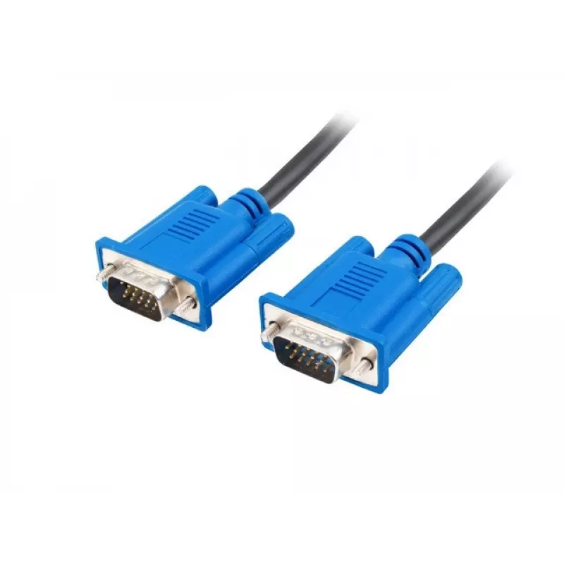 Kabel VGA (D-Sub) LANBERG CA-VGAC-10CU-0050-BK — 5 m, męsko-męski, ferryt, płaszcz PVC
