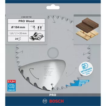 Bosch 2608837702 PRO Wood Cordless tarcza do pilarki, Ø 184 mm, 24 zęby, otwór 20 mm