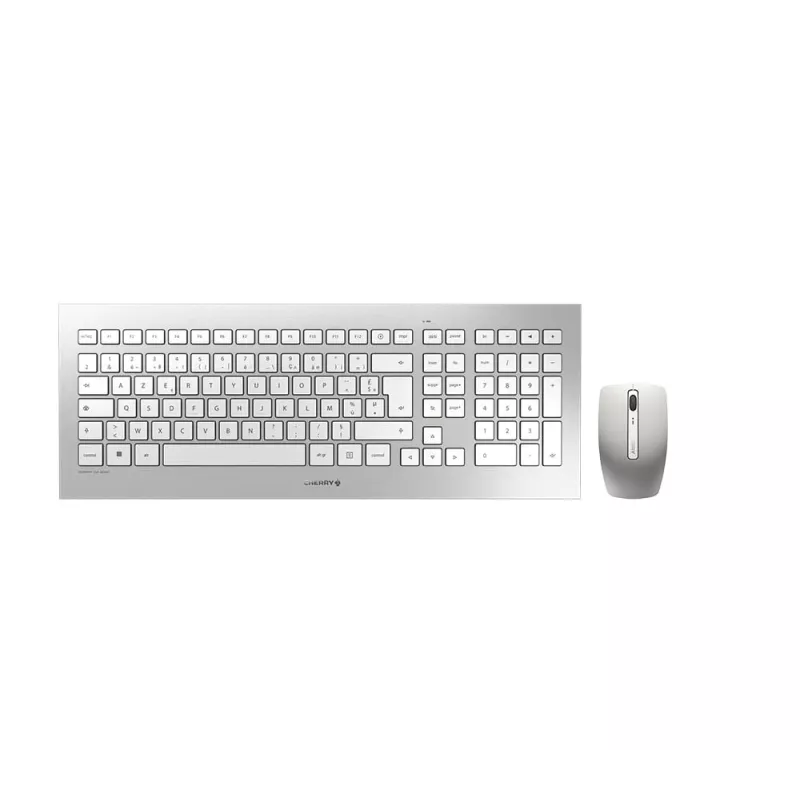 CHERRY DW 8000 klawiatura z myszką do biura RF Wireless francuski Srebrny, Biały