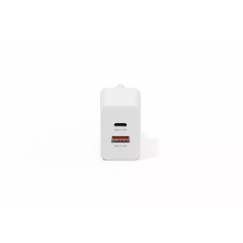 Ładowarka sieciowa USB GaN DIGITUS DA-10301 — 30 W, 1× USB-C, 1× USB-A, 100–240 V, biała