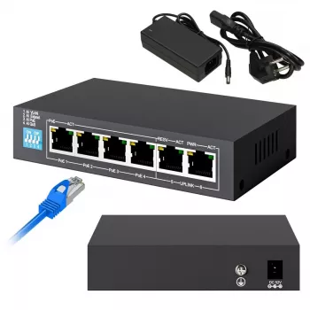 Niezarządzalny przełącznik Extralink EUROS V2 4x 100Mb/s PoE/PoE+