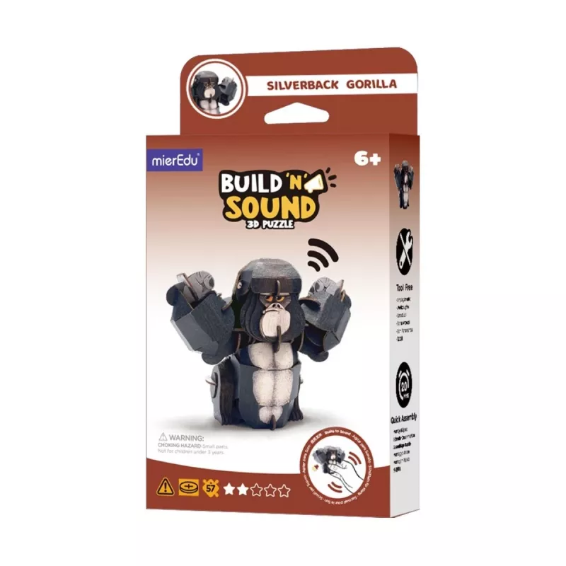 MierEdu Buduj i Słuchaj Puzzle 3D - Goryl Srebrnogrzbiety