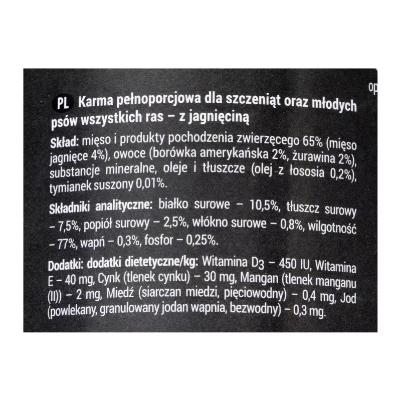 Dolina Noteci Rafi Junior z jagnięciną, żurawiną i borówką - Mokra karma dla psów 400 g