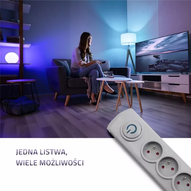 Listwa przeciwprzepięciowa Qoltec 50270 Szara 5 gniazd AC 230V