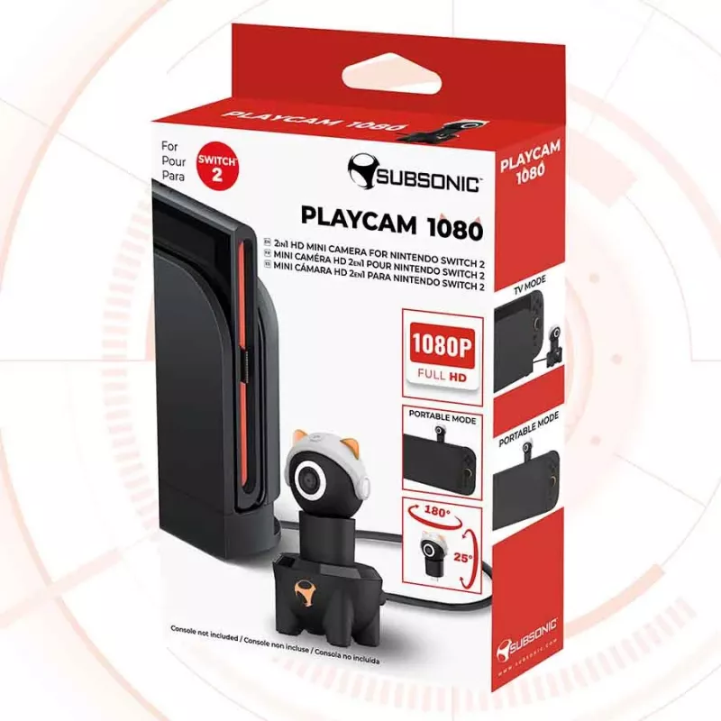 Subsonic Playcam 1080 2w1 HD Mini Kamera dla Nintendo Switch 2 Czerwona