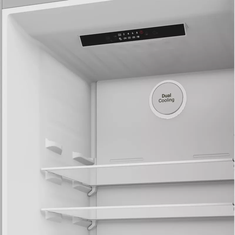 Lodówka Indesit INK 25402 S4E | Kombi wolnostojąca, No Frost, 249 l chłodziarka / 106 l zamrażarka, wys. 203,5 cm, Klasa energetyczna E, 37 dB, Srebrna