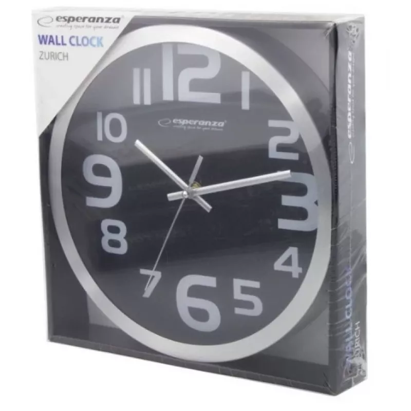 Wall clock Esperanza EHC013K Zurich Czarny Quartz Oval 25 cm, aluminiowa rama, grubość 4 cm