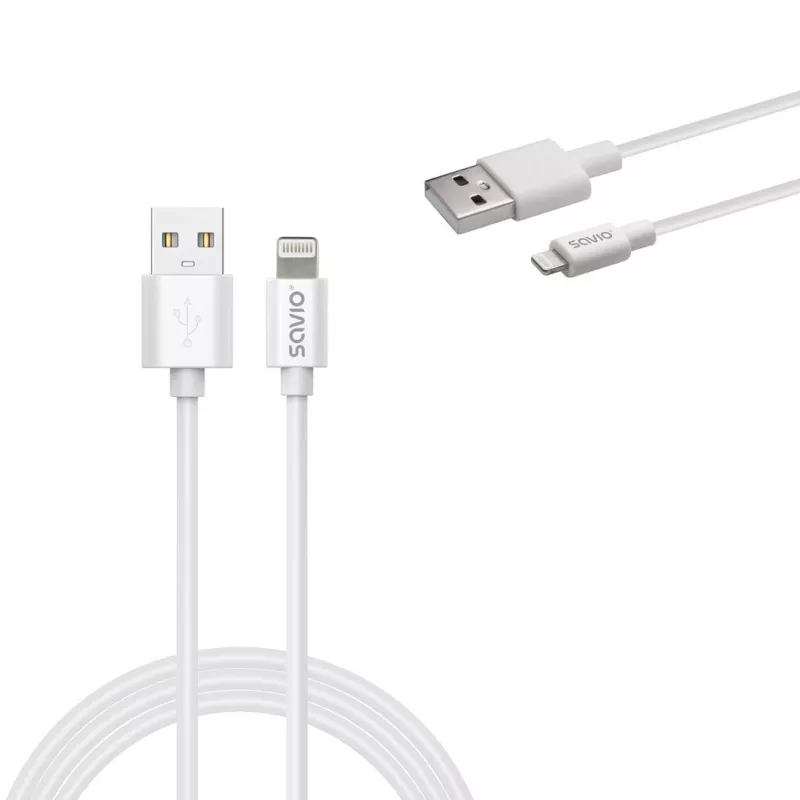 Przewód USB Savio Cl-193 USB 2.0 2 m USB A USB C/Lightning Biały