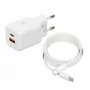 Ładowarka USB IBOX ILUC42W 42W (maks. 33W), 1×USB-C PD3.0, 1×USB-A QC3.0, 100–240V, biała
