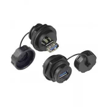 Alcasa IC04-U304 - USB A - czarny - żeński - prosty - politereftalan butylenu (PBT) - polichlorek winylu (PVC) - IP65 - IP67 (IC04-U304)