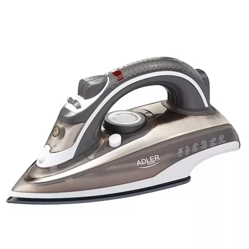 Żelazko parowe Adler AD 5030 — żelazko parowe, 3000 W, ceramiczna stopa, zbiornik na wodę 0,31 L, ciągła para 20 g/min, prasowanie pionowe, anti-calc