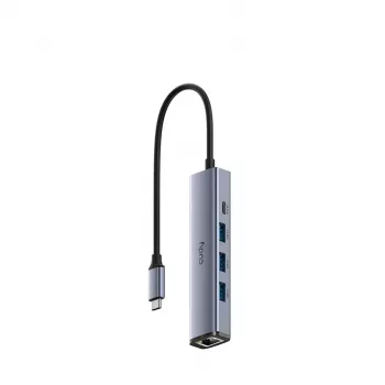 Koncentrator USB-C Cudy UH605 z Gigabit LAN, 3x USB-A 3.0, wejście zasilania USB-C, szary