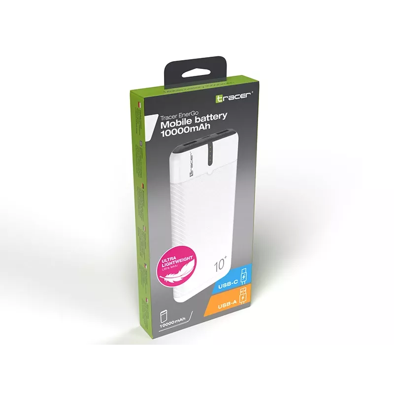 Power bank EnerGo 10000mAh biało-czarny