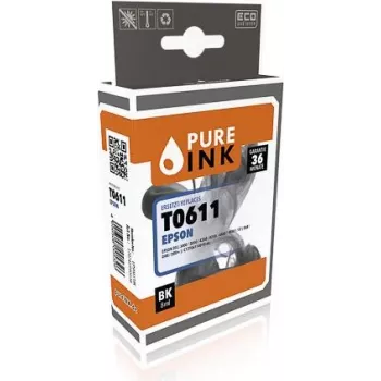 PURE INK EPST0611BK PI EPSON T0611 DX/ST Tinte black rebuilt 250Seiten Chip 8ml - Kompatibel - Schwarz