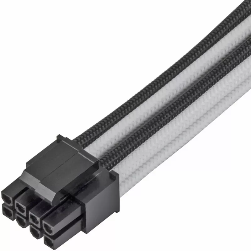 SilverStone PP07E - Spannungsversorgungs-Verlängerungskabel - 8-poliges EPS12V (4+4) (M) zu 8-poliges EPS12V (W) - 30 cm - Schwarz, weiß (SST-PP07E-EP