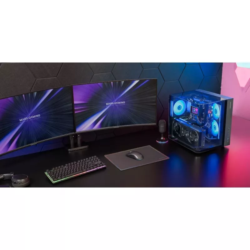 Obudowa PC Midi Tower TACENS Mars Gaming MC-INFINIOLITE, czarna, szkło hartowane, obsługa ATX/Micro-ATX/Mini-ITX, wentylatory 120 mm