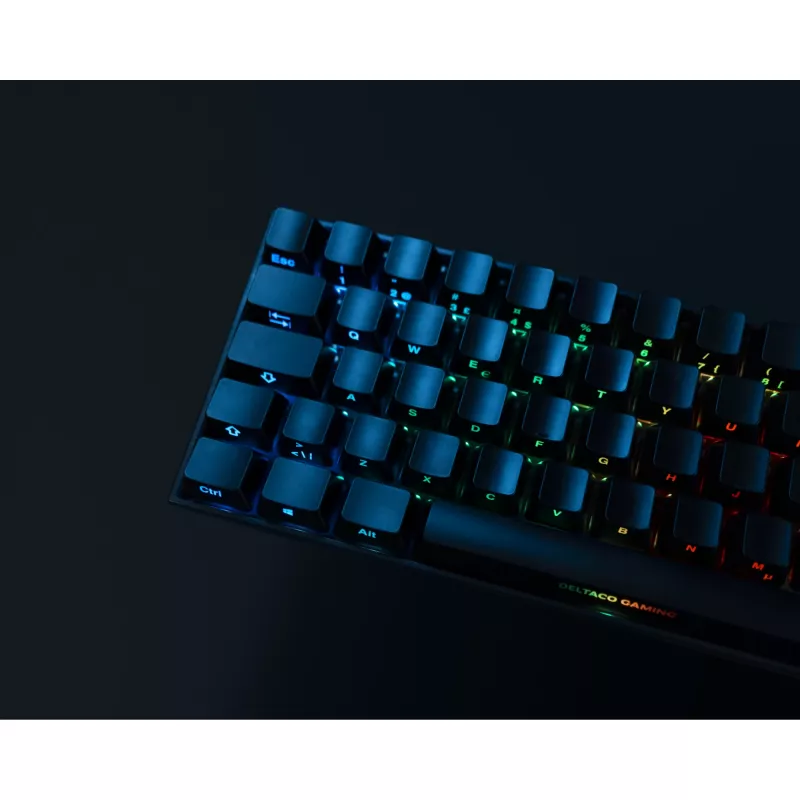 Deltaco GAM-100-DE - 65% - USB + Bluetooth - przełącznik mechaniczny - QWERTZ - RGB-LED - Czarny
