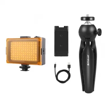 Statyw Puluz PKT3131B z wbudowaną lampą LED i uchwytem na telefon
