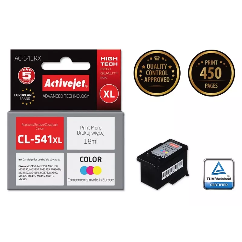 Tusz Activejet AC-541RX (zamiennik Canon CL-541XL; Premium; 18 ml; kolor)