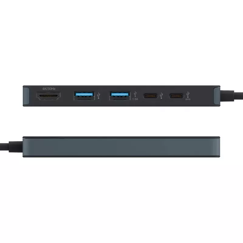 USB-C hub HYPER HD4101BKGL — 5-portowy (USB-C, USB 3.2 Gen1 Type-A, HDMI 4K), 5000 Mbit/s, Czarny