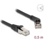 Kabel sieciowy DeLOCK RJ45 kat.6A S/FTP 45° prawy kąt do prostego 0,5 m czarny