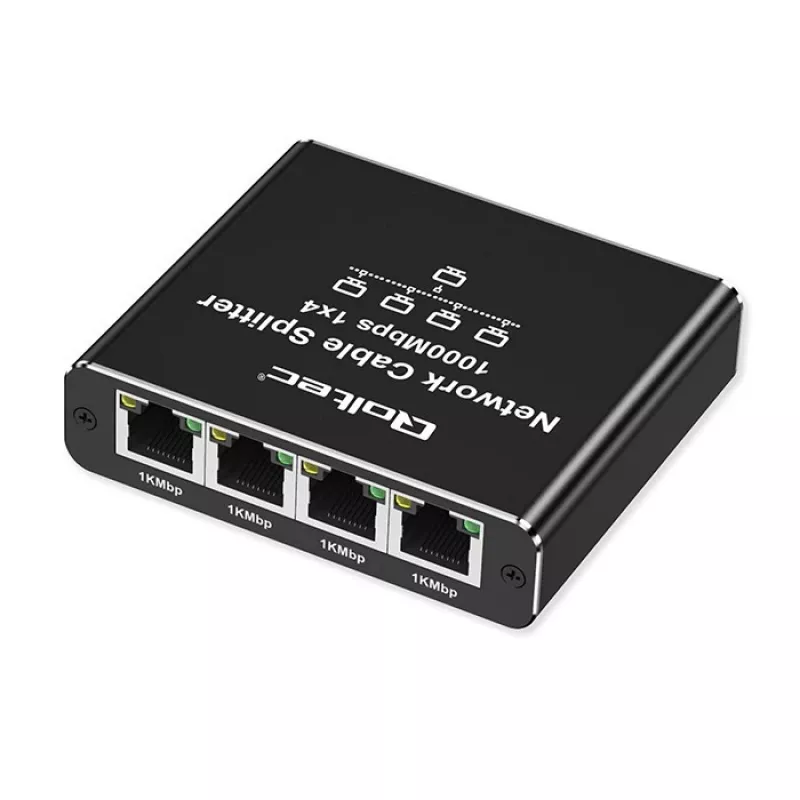 Ethernet mini switch QOLTEC 52293 1x4 RJ45, 1-wejście 4-wyjścia niezarządzalny rozdzielacz sieciowy