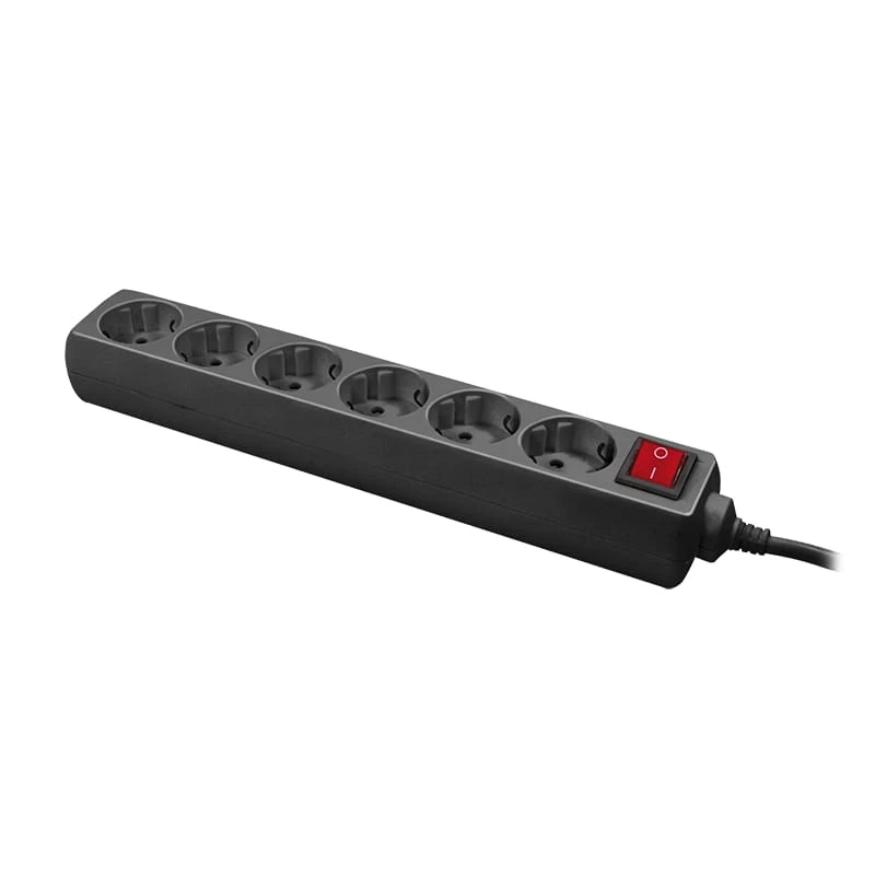 Listwa zasilająca LogiLink LPS202B 1.4 m 6 gniazd AC Czarna