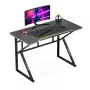Biurko gamingowe huzaro Hero 1.6 Czarny — prosty blat MDF/karbon 1200×600×750 mm, metalowa rama