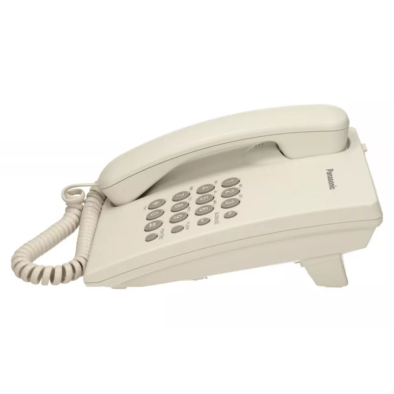 Telefon analogowy Panasonic KX-TS500PDW — 16 przycisków, biały, montaż na biurku/ścianie, książka telefoniczna na 100 wpisów