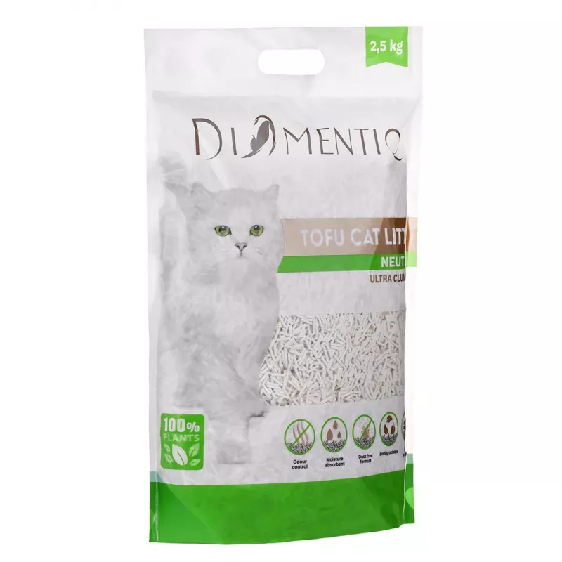 DIAMENTIQ Tofu Neutral Ultra clumping - żwirek roślinny - 2,5 kg